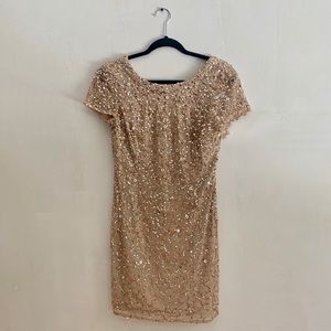 Adrianna Papell Gold Sequin dress (8)